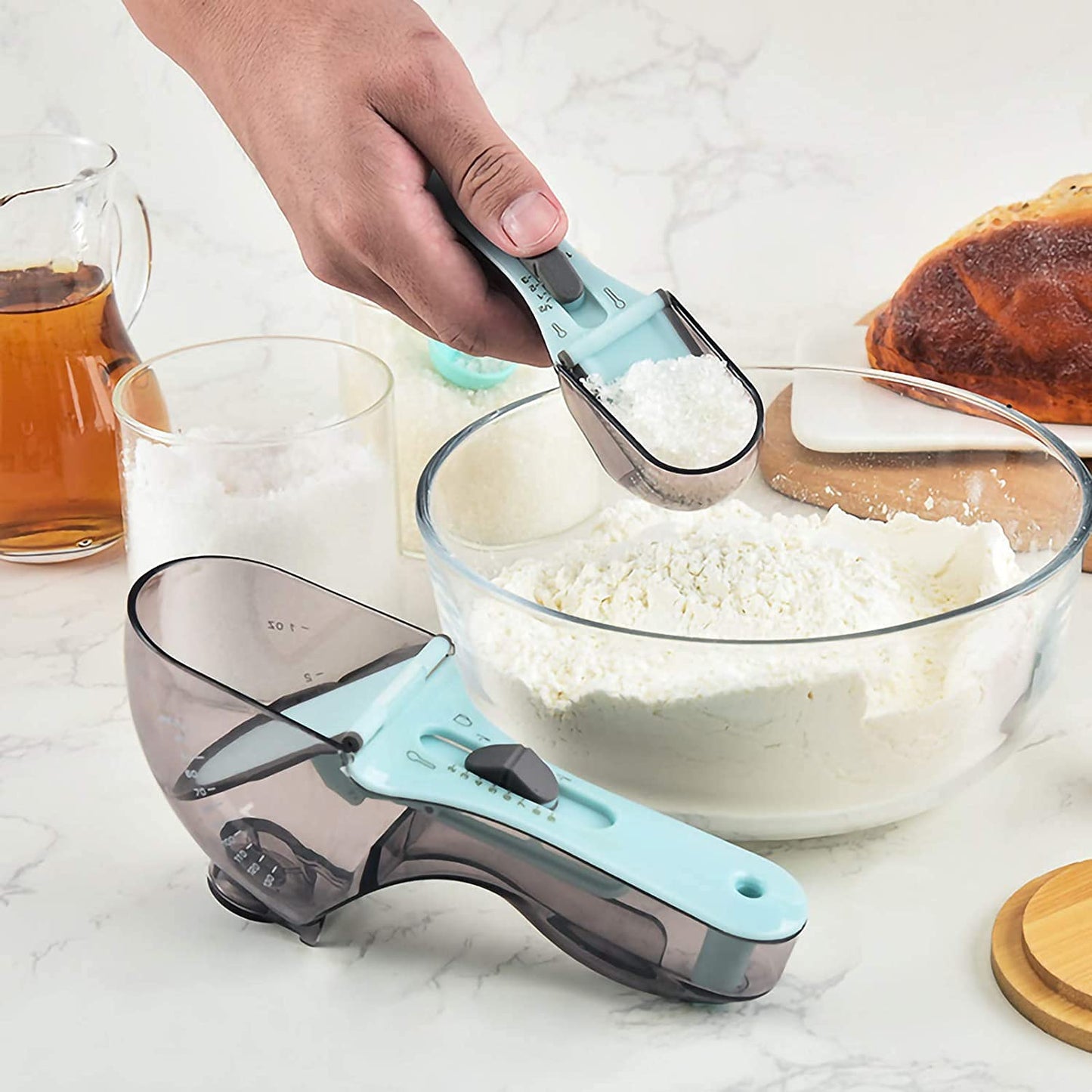 NestNova All in 1 Adjustable Liquid and Solid Foam Measuring Spoon Cup